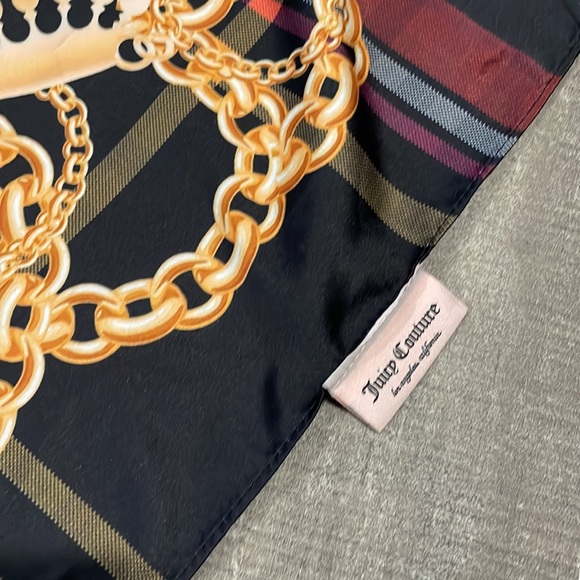 Vintage Juicy Couture Silk Scarf Crest, Chains and Tartan pattern 35"X 35" - Picture 5 of 8
